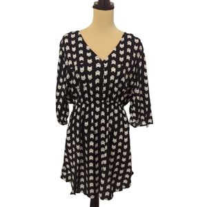 Mimi Chica Black White Cat Pattern Dress Size XL Extra Large Juniors Knee Length